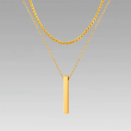 O Chain Bar Pendant + Wheat Chain