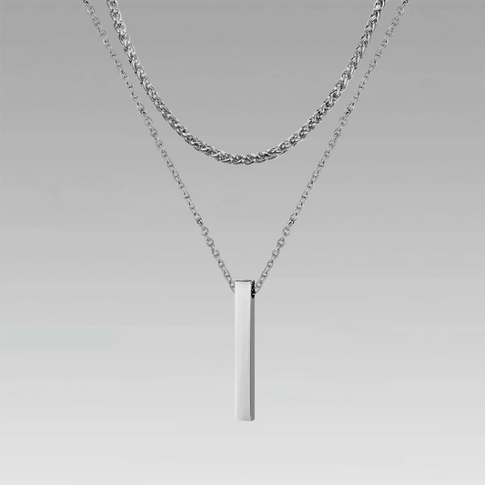 O Chain Bar Pendant + Wheat Chain